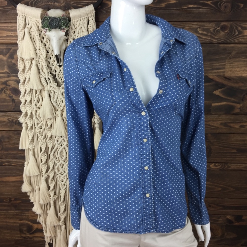 COPY - Levi’s | Snap Button Down Polka Dot Denim Blouse